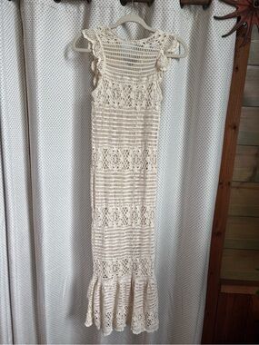 Handcrafted Crochet Maxi Dress in Cream